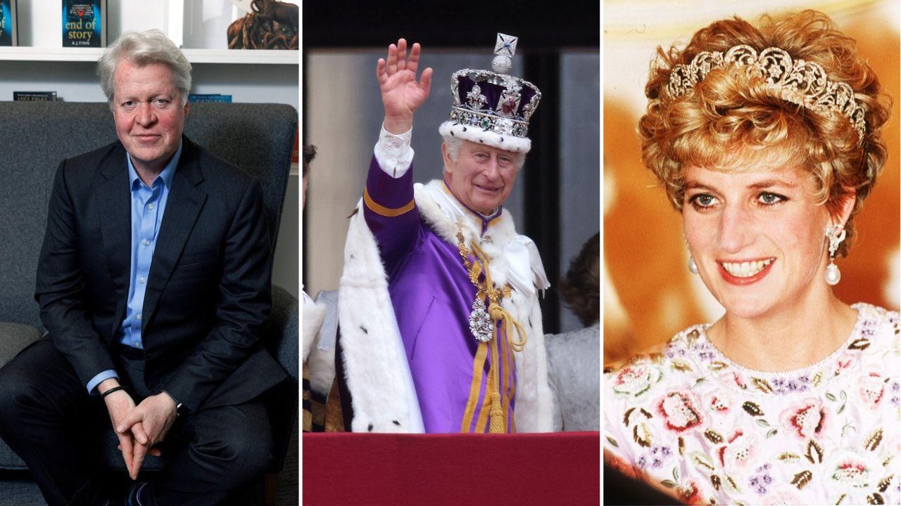 Split image of Piers Morgan, King Charles, and Princess Diana.
