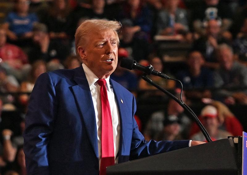 donald trump petting woman side head