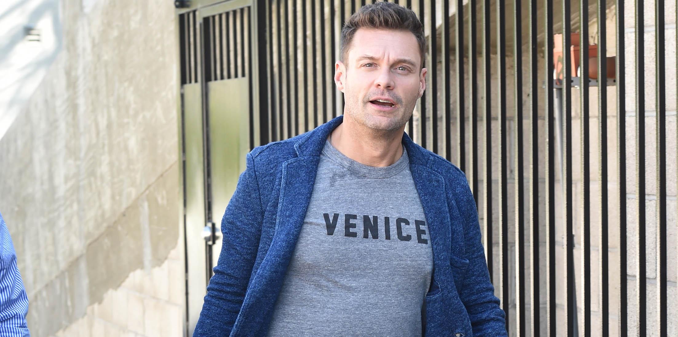 Ryan Seacrest goes to a office building on Valentine&#8217;s Day