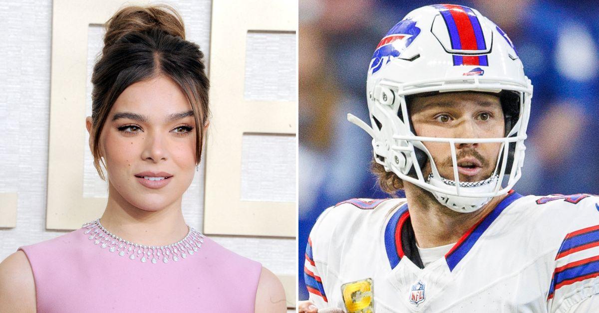 Composite photo of Hailee Steinfeld and Josh Allen. 