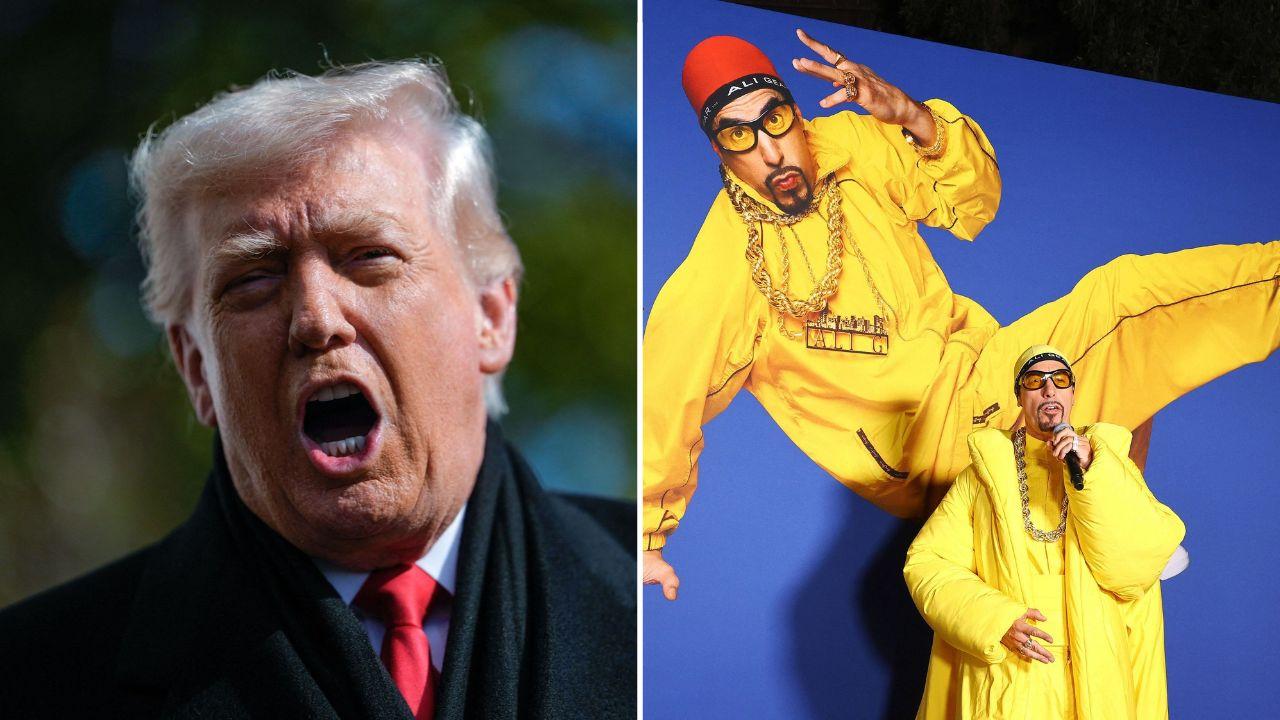images of Donald Trump and Sacha Baron Cohen.