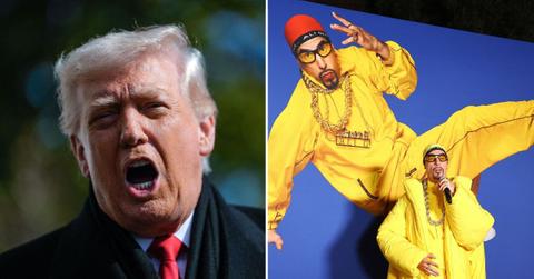 images of Donald Trump and Sacha Baron Cohen.