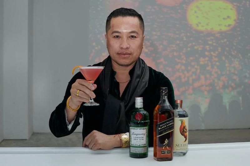 designer phillip lim toasting to a new york city vibration immersive gallery experience launch during new york fashion week with diageo and its brands seedlip johnnie walker and tanqueray