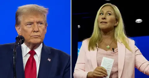 Composite photo of Donald Trump and Marjorie Taylor Greene