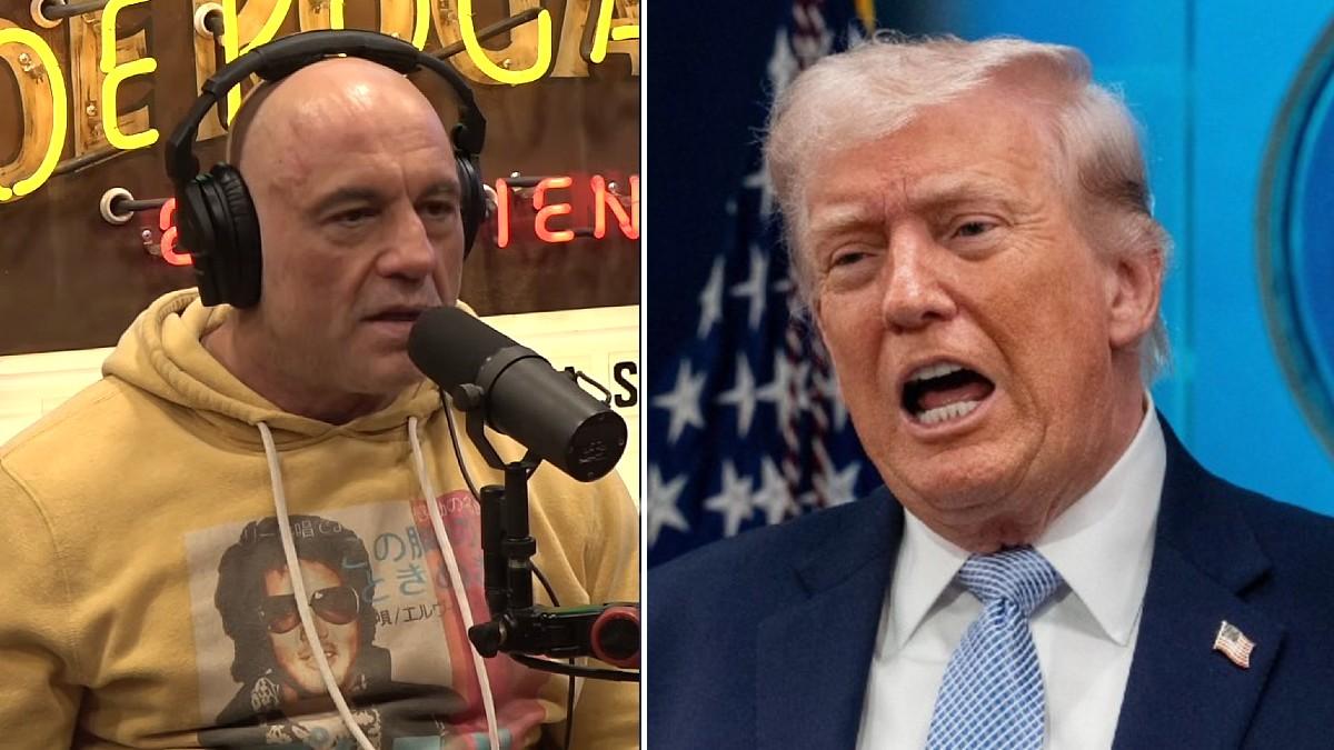 split of Joe Rogan, Donald Trump.