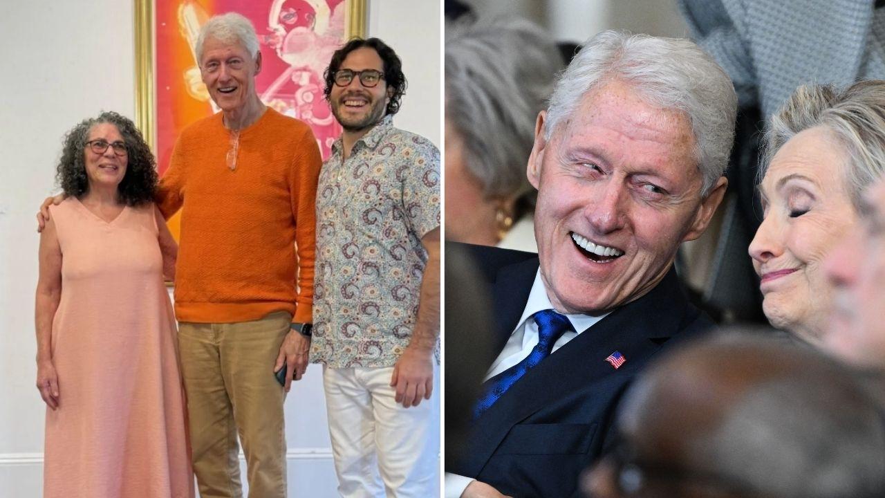 Split image of Bill Clinton and Bill and Hillary Clinton
