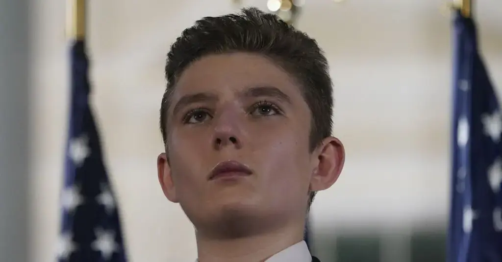 Former First Son Barron Trump at a rally for his dad