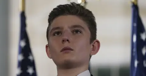 Former First Son Barron Trump at a rally for his dad