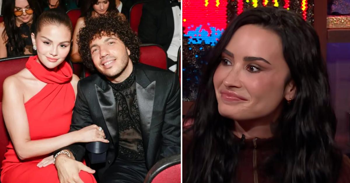 Photo of Selena Gomez and Benny Blanco; picture of Demi Lovato.