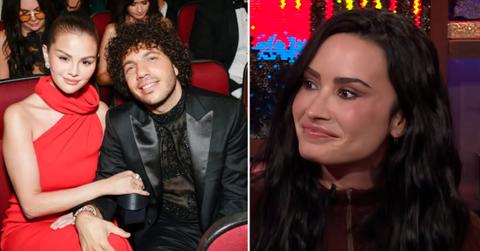 Photo of Selena Gomez and Benny Blanco; picture of Demi Lovato.