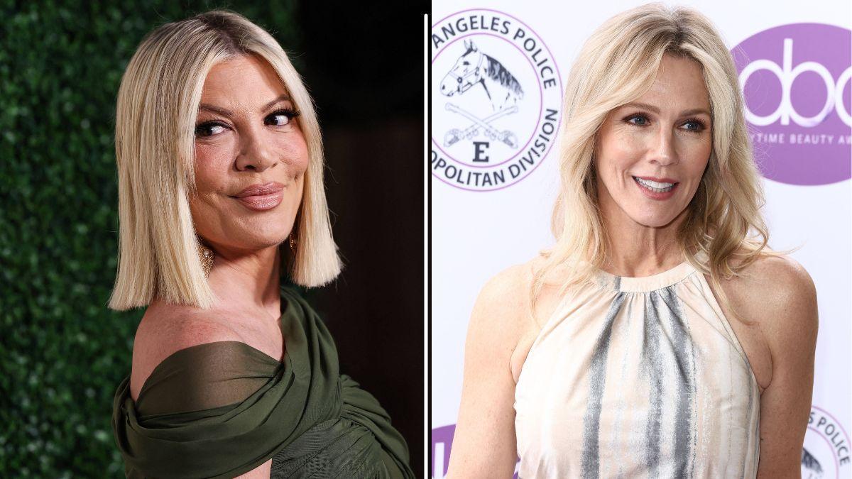 Split photo of Tori Spelling and Jennie Garth