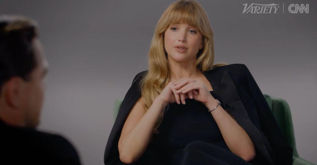 Image of Jennifer Lawrence interviewed Leonardo DiCaprio.