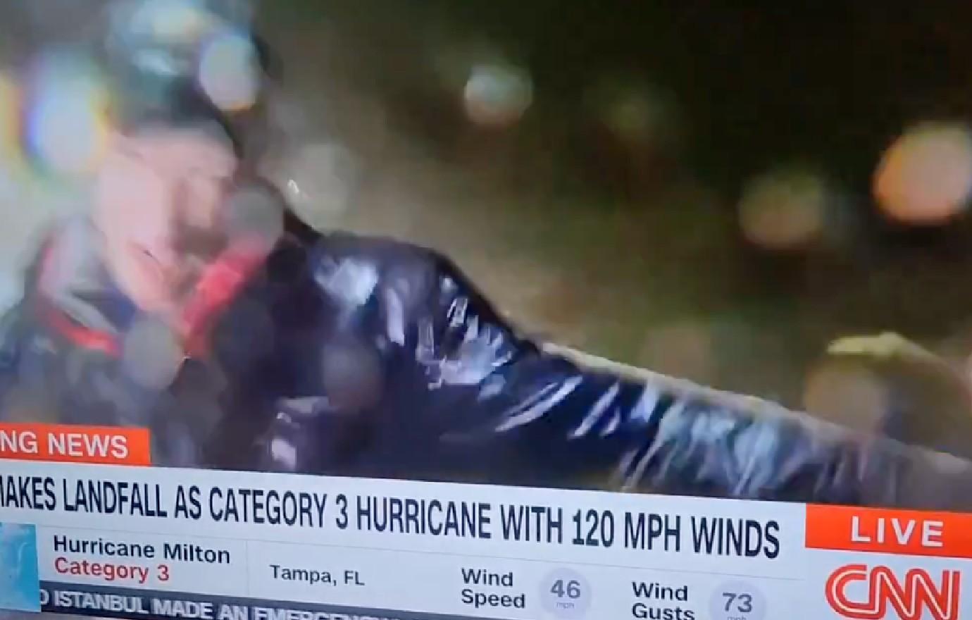 anderson cooper struck head debris hurricane milton florida watch