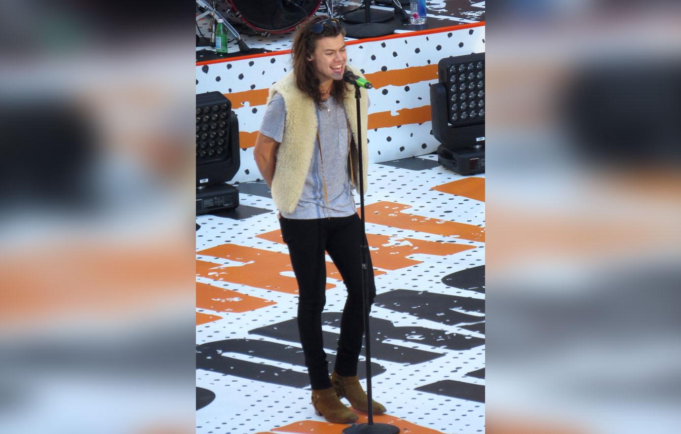 Harry Styles rocks a sheer crochet shirt with Olivia Wilde