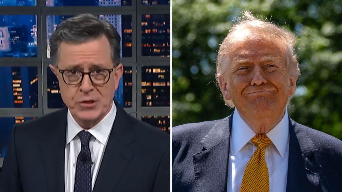 Photo of Stephen Colbert and Donald Trump.