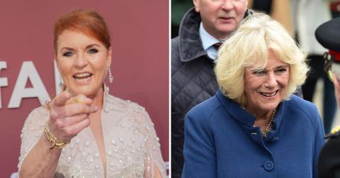 Split photo of Sarah Ferguson and Queen Camilla.