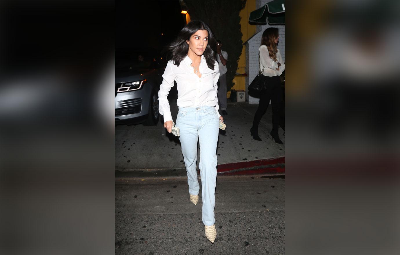 EXCLUSIVE: Kourtney Kardashian is seen leaving Dan Tana&#8217;s restaurant after attending church service