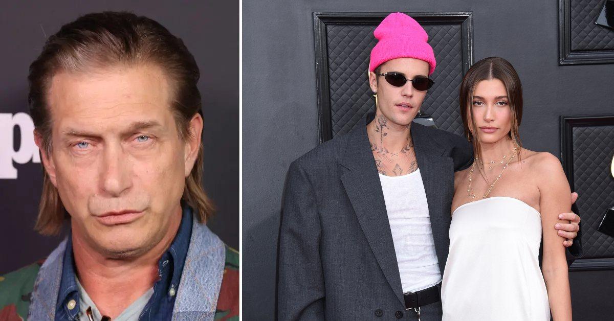 Photo of Stephen Baldwin and an image of Justin and Hailey Bieber