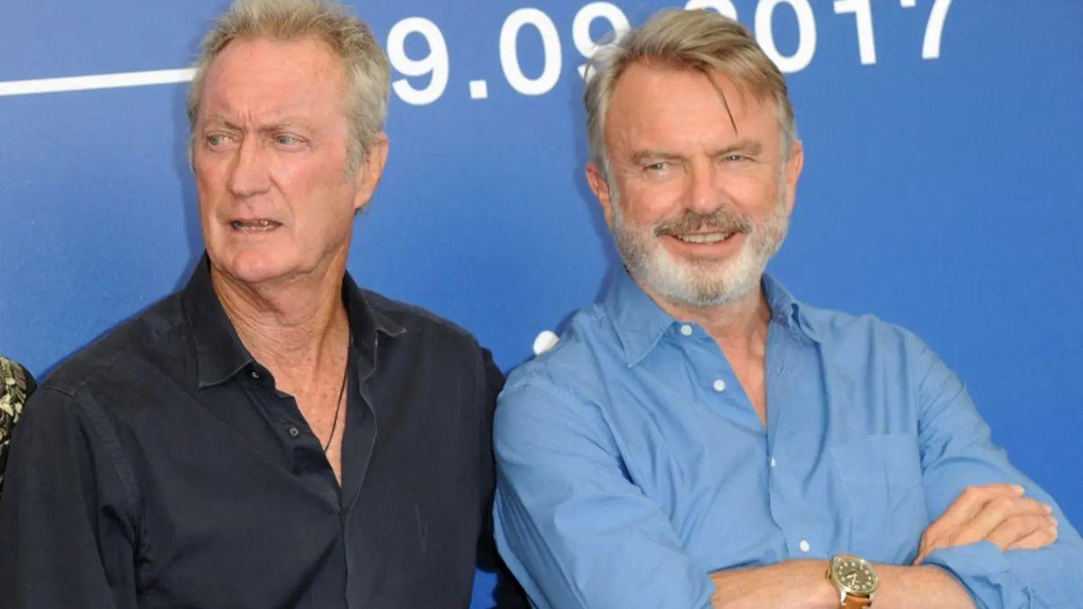image of Sam Neill was visited by famous Australian actor Bryan Brown while undergoing cancer treatment.