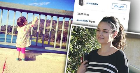 Mila kunis no make up ashton kutcher wyatt baby photo