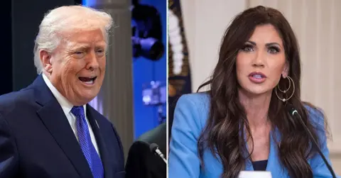 split of Donald Trump and Kristi Noem.