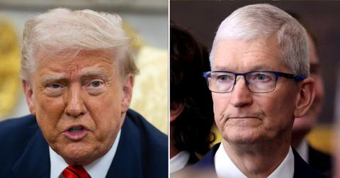 Composite photo of Donald Trump and Tim Cook