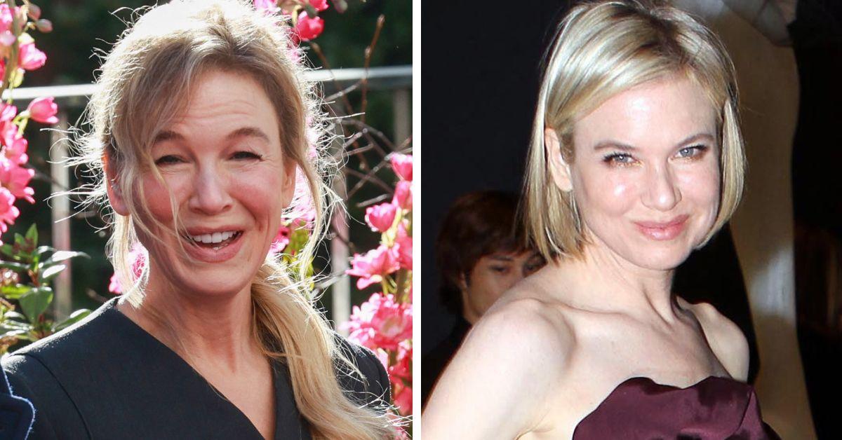 split photo of Renee Zellweger