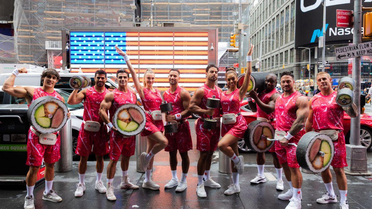 fanatics took over times square for ra steak sushis big reveal