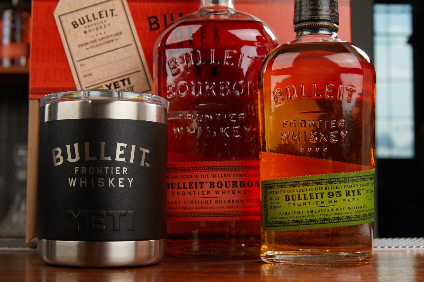 Bulleit Bourbon and Bulliet Rye with tumbler