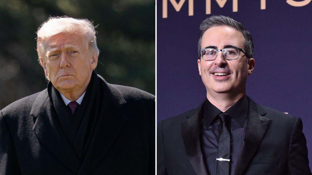 Composite photo of Donald Trump and John Oliver.