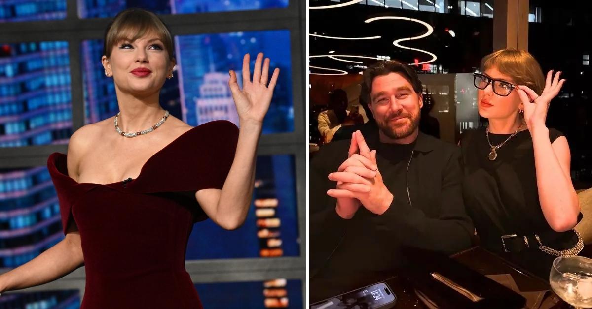 Photo of Taylor Swift and photo of Taylor Swift with Travis Kelce