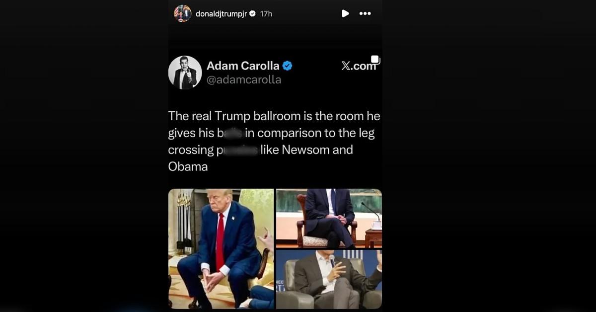 Image of Donald Trump Jr. re-shared a post about his father's nether regions.