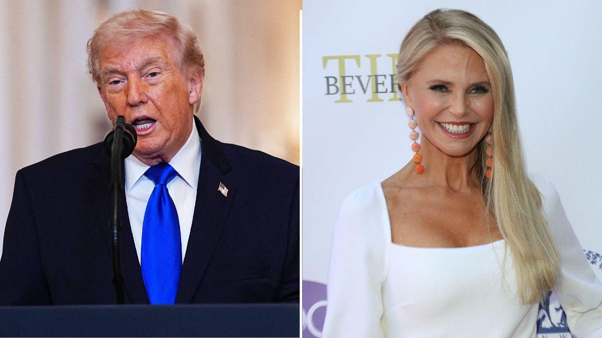 split image od Donald Trump and Christie Brinkley