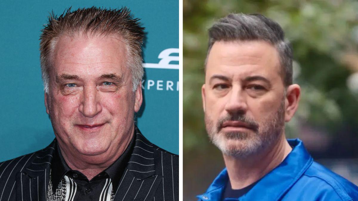 split photo of daniel baldwin and jimmy kimmel