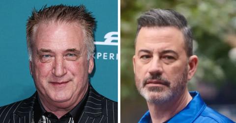 split photo of daniel baldwin and jimmy kimmel