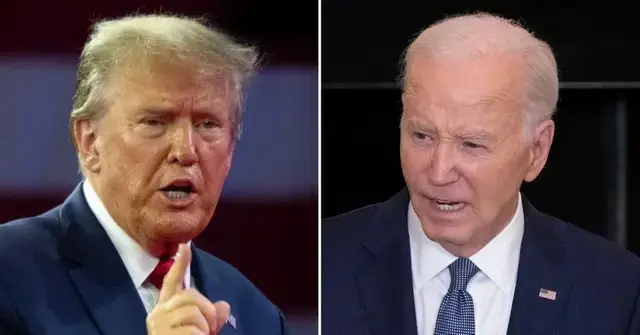 Split photo of Donald Trump and Joe Biden.