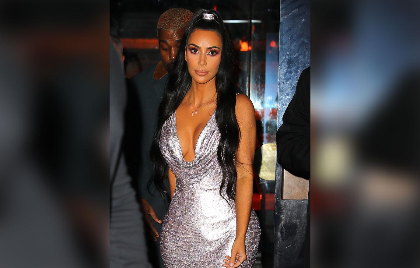 Kim in silver dress