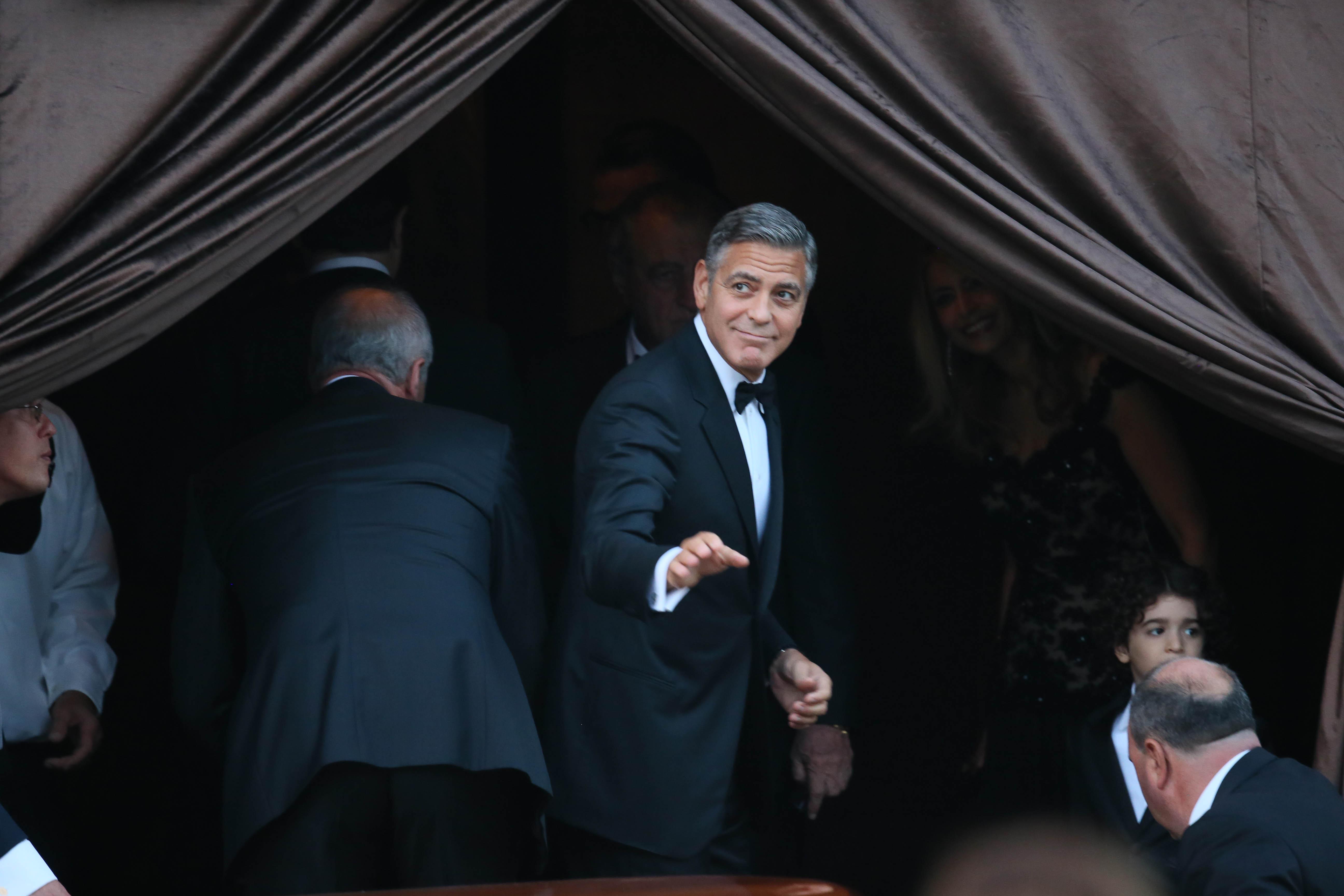 George Clooney arrived at the Aman Hotel where he is set to marry Amal Alamuddin