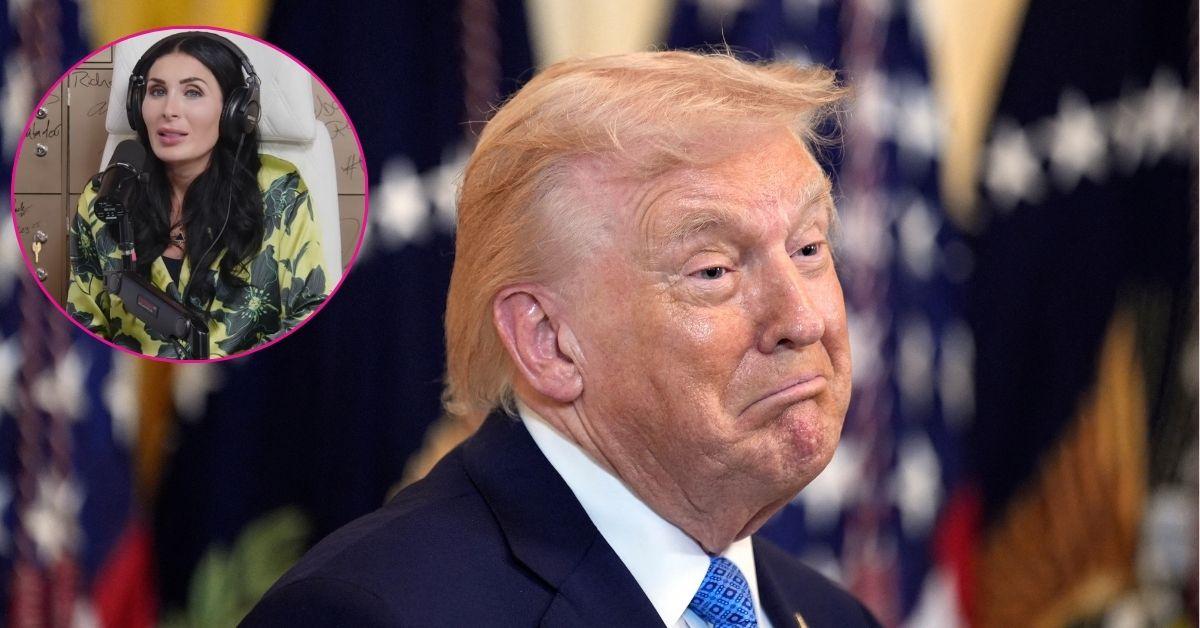 composite photo of donald trump and laura loomer