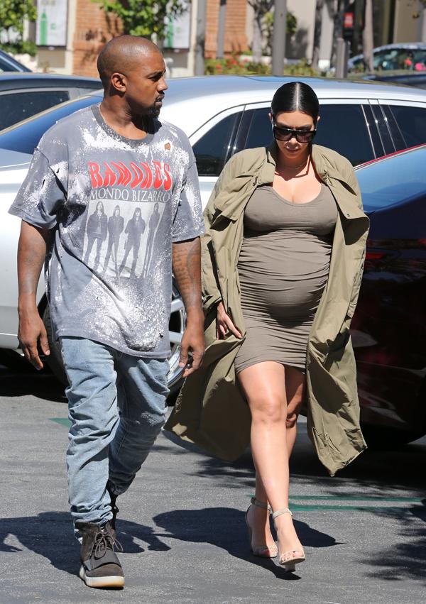 Pregnant Kim Kardashian and Kanye West have a romantic lunch together at Cinepolis in WestLake