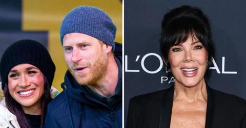 image split of kris jenner and prince harry and meghan markle