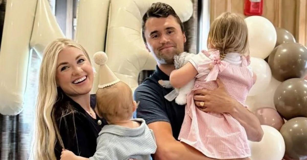 photo of erika kirk and charlie kirk with their two kids
