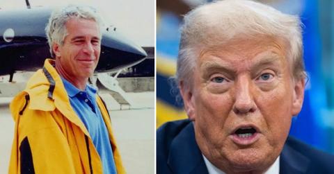 Split photo of Jeffrey Epstein and Donald Trump.