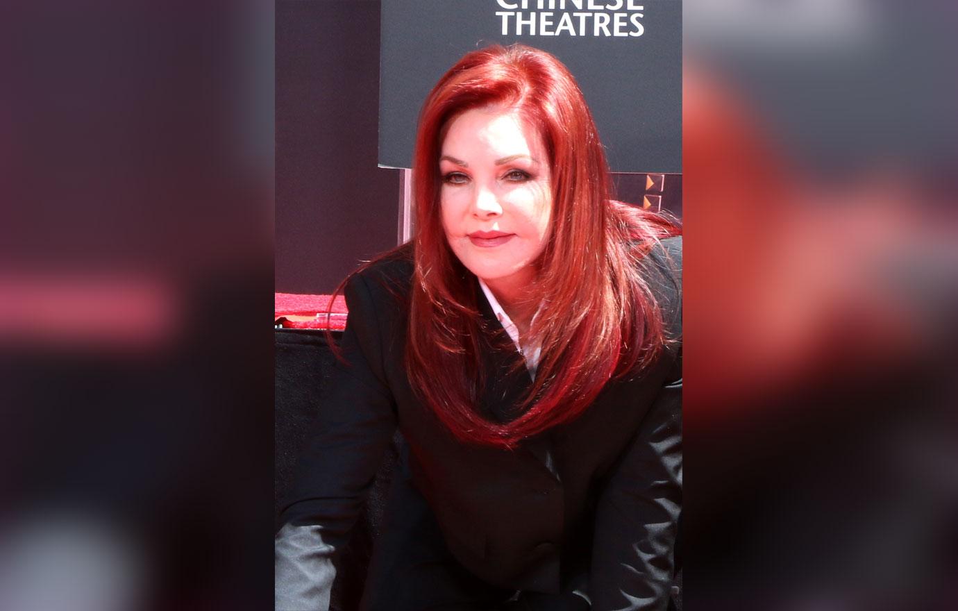 priscilla presley lbd red carpet