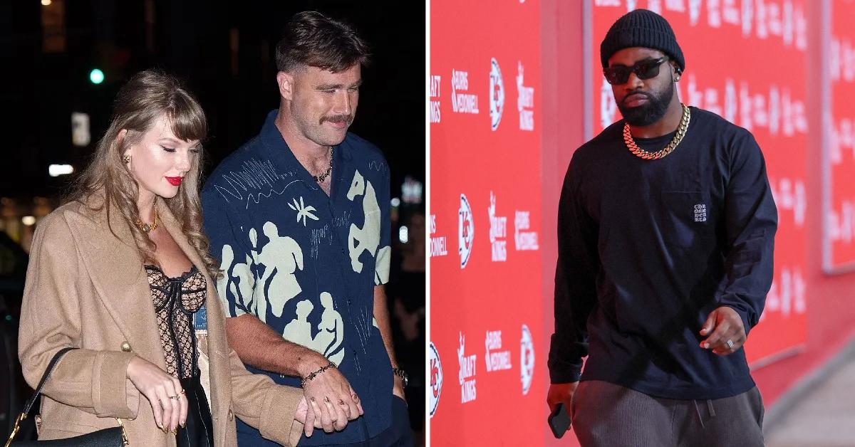 Composite photo of Taylor Swift, Travis Kelce and Clyde Edwards-Helaire