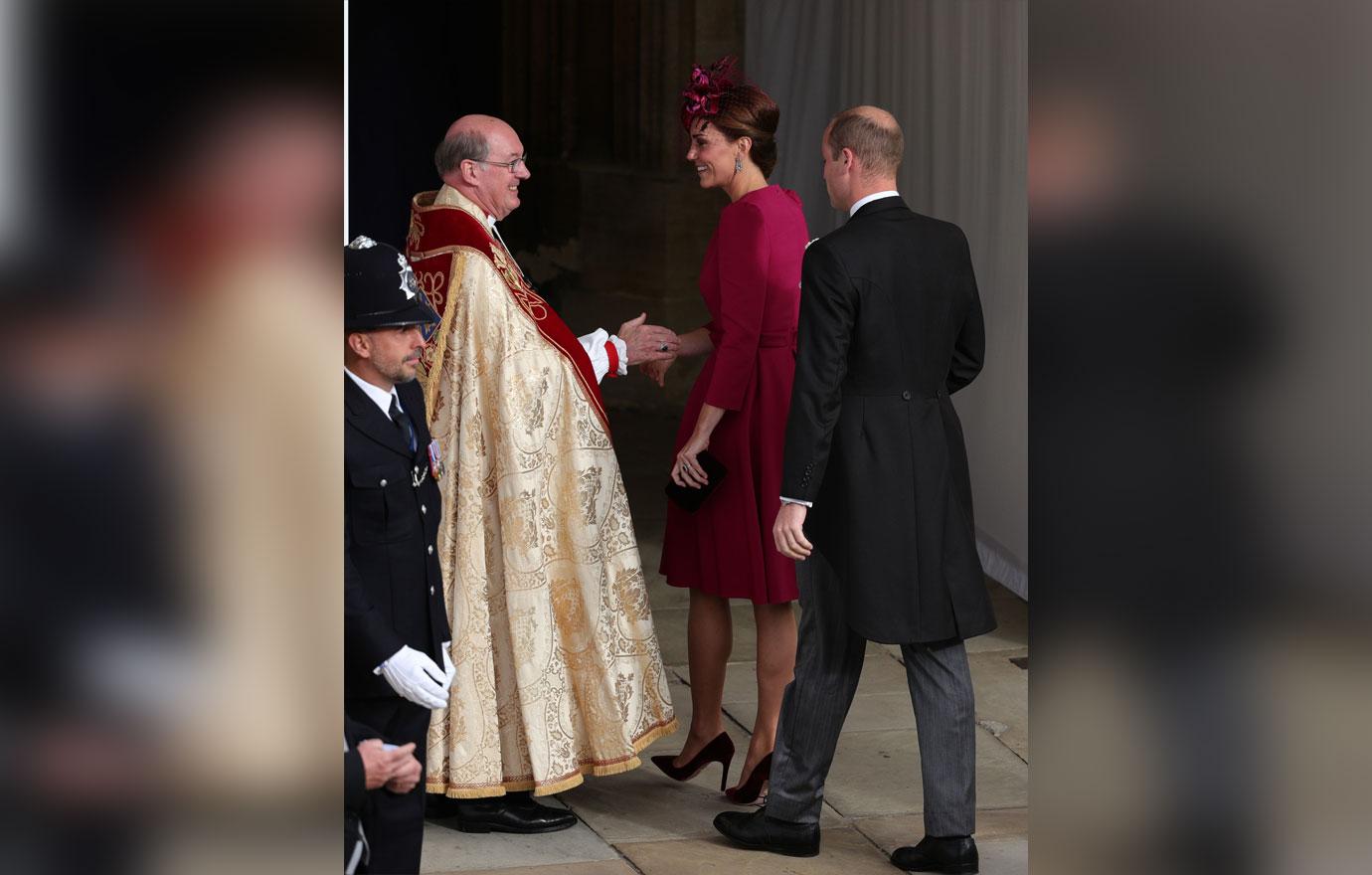 Duke and Duchess of Cambridge, Prince William and Catherine Middleton arrive ahead of the wedding of Princess Eugenie to Jack Brooksbank at St George&#8217;s Chapel in Windsor Castle.