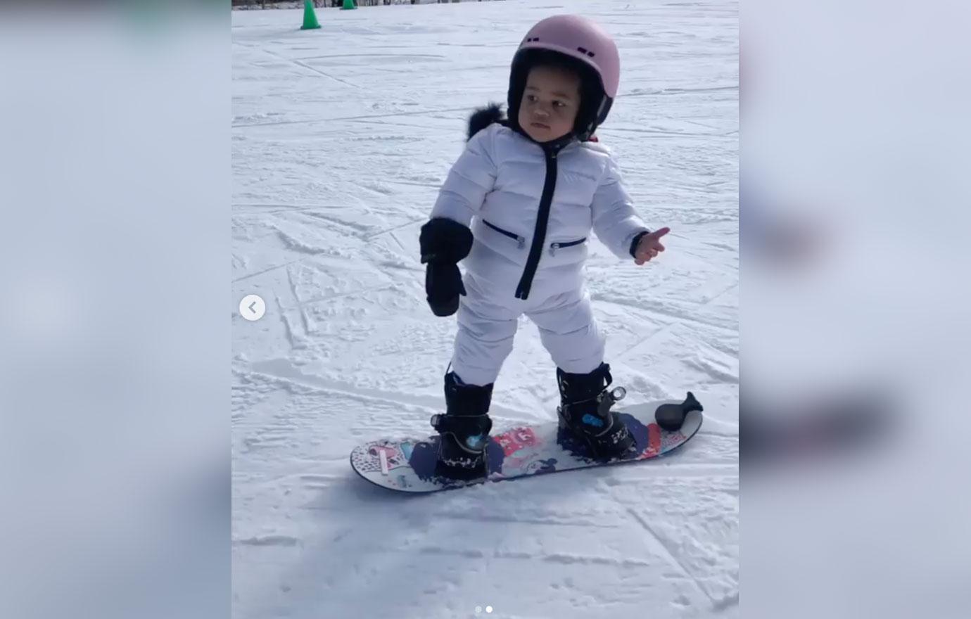 Kylie Jenner's Daughter Stormi Nails First Snowboarding Lesson