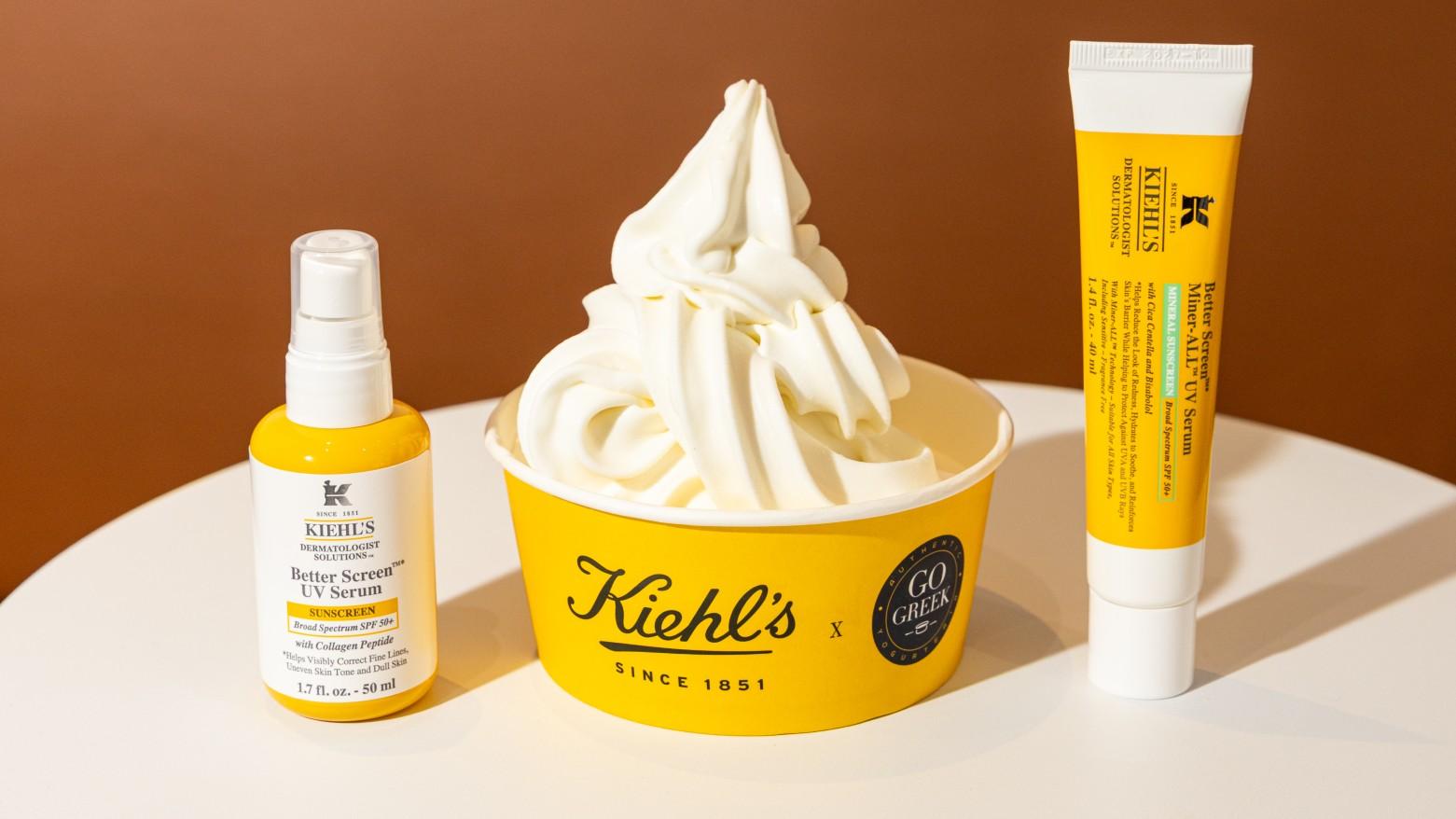 Photo of Go Greek Yogurt and Kiehl’s products.