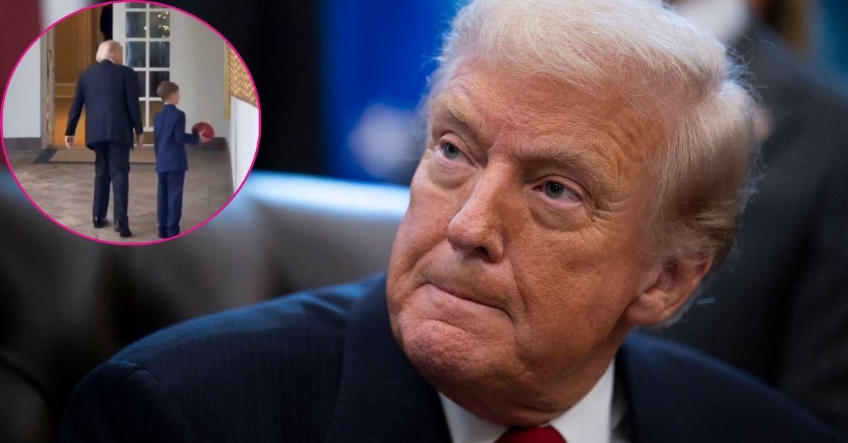 composite photo of donald trump and donald trump with his grandson