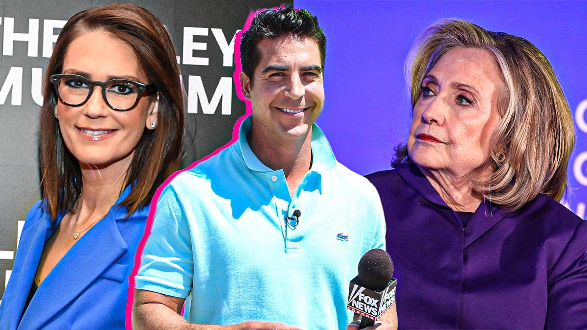 Composite photo of Jessica Tarlov, Jesse Watters and Hillary Clinton.